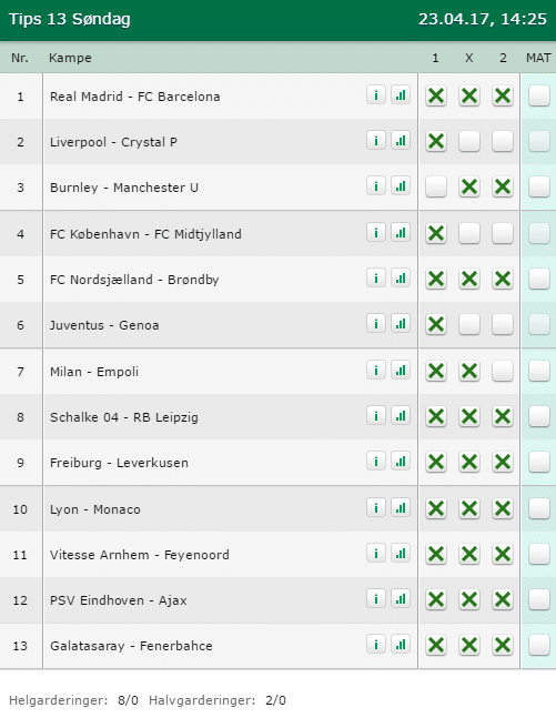 Tips 13 Søndag - 23-04-2017