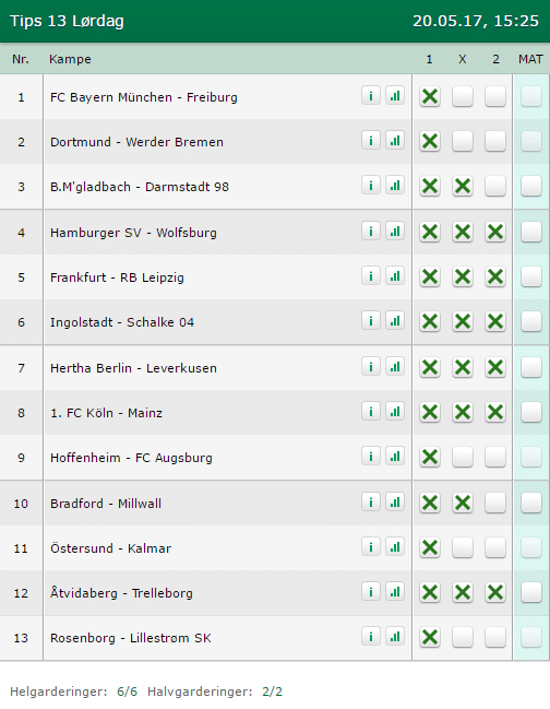 Tips 13 Lørdag - 20-05-2017
