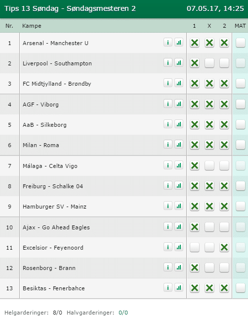 Tips 13 Søndag - 07-05-2017