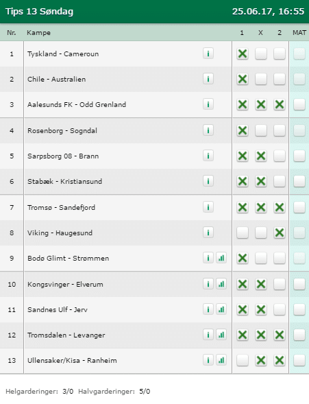 Tips 13 Søndag den 25-06-2017