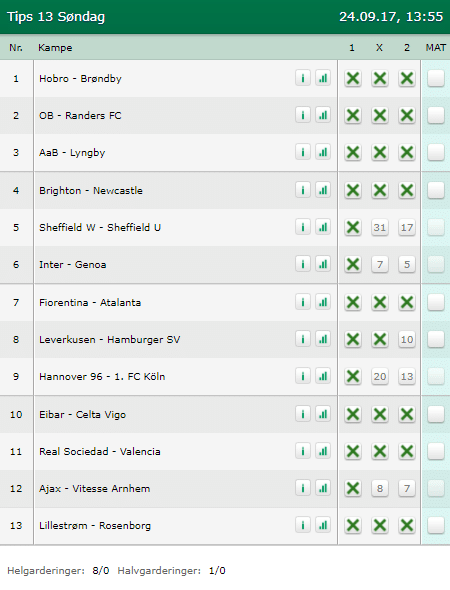 Tips 13 søndag den 24-09-2017