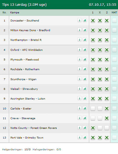 Tips 13 Lørdag den 07-10-2017