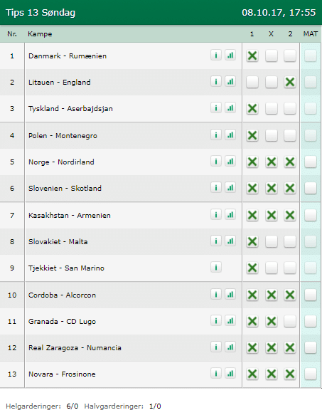 Tips 13 Søndag den 08-10-2017