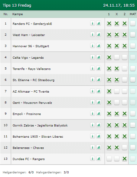 Tips 13 Fredag den 24-11-2017