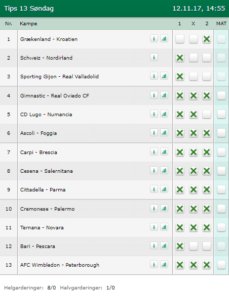 Tips 13 Søndag den 12-11-2017