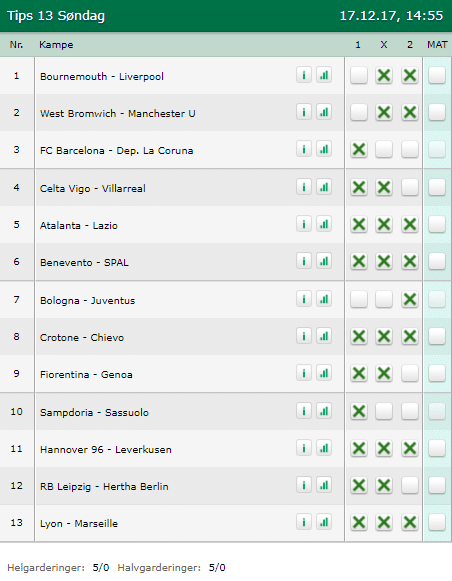 Tips 13 Søndag den 17-12-2017