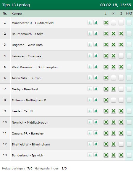 Tips 13 Lørdag den 02-02-2018