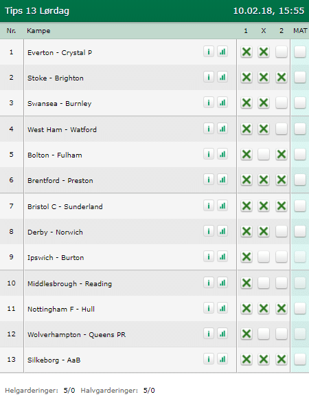 Tips 13 Lørdag den 10-02-2018