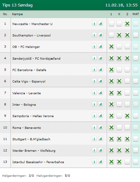 Tips 13 Søndag den 11-02-2018