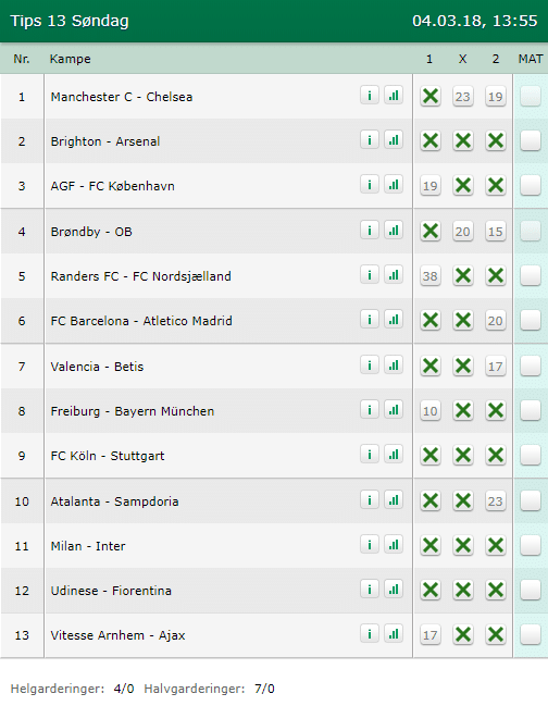 Tips 13 Søndag - 04-03-2018