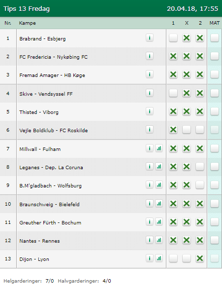 Tips 13 Fredag den 20-04-2018