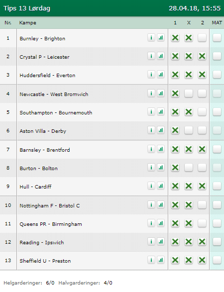 Tips 13 Lørdag den 28-04-2018